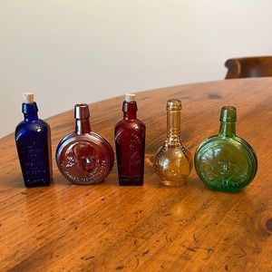 Lot of 5 Vintage Little Glass Bottles Wheaton & Elixir